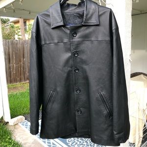 BOGART Bogattica Men's Black leather jacket XL Button Front